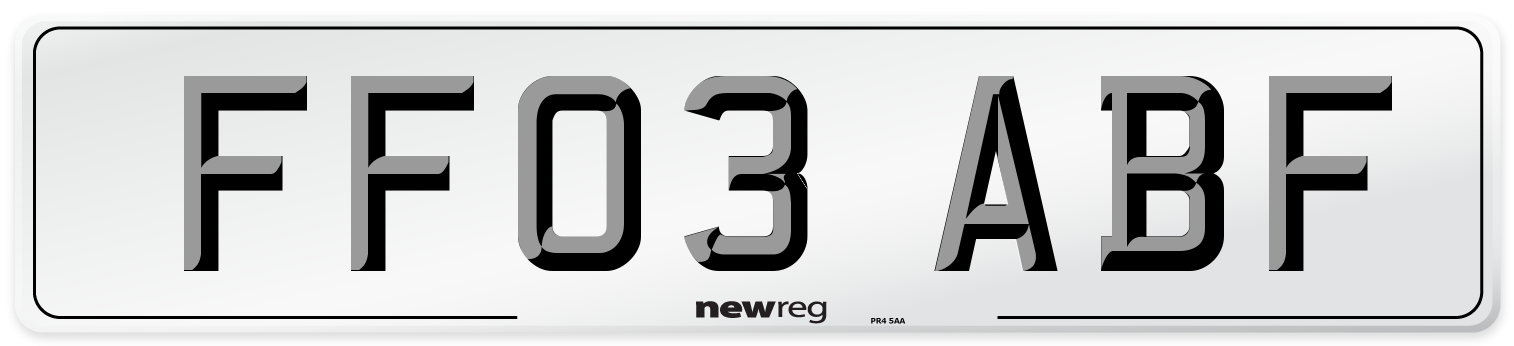 FF03 ABF Number Plate from New Reg